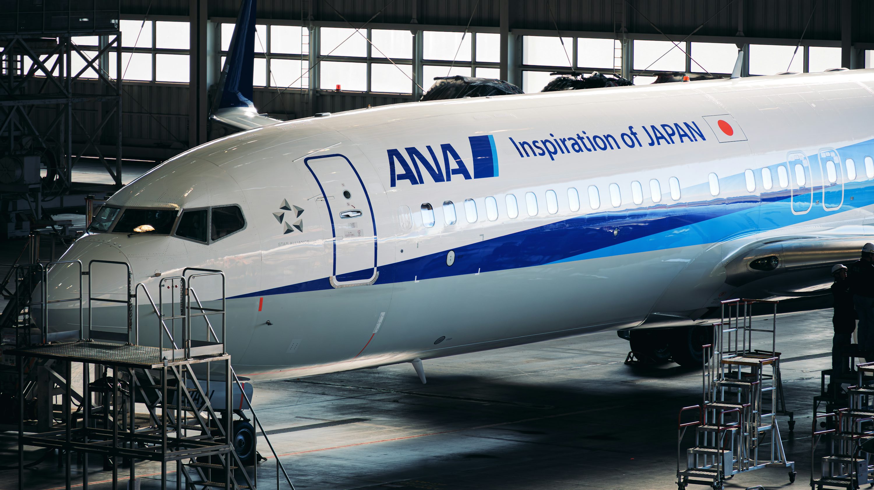 Aircraft in maintenance hangar